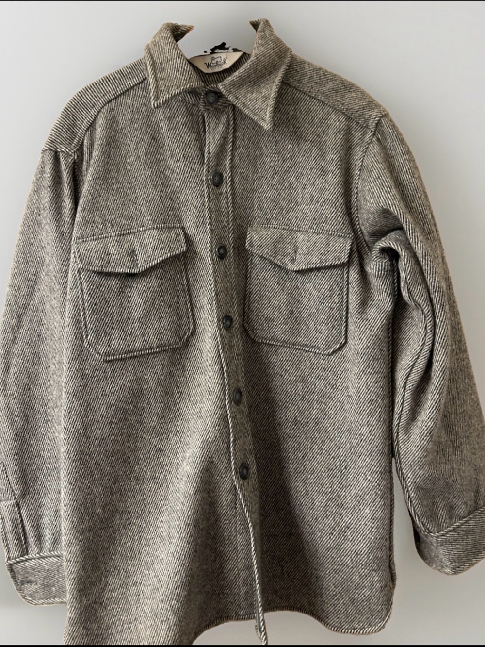 Woolrich Gray Herringbone Utility Overshirt Gorpcore Cabin camping Shacket XL